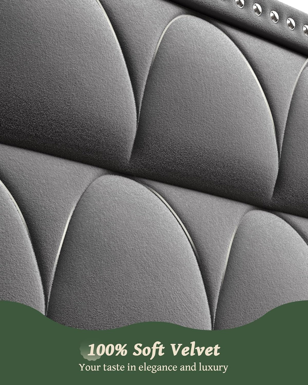 King Size Velvet Upholstered Wingback Platform Bed Frame, 1000LBS Capacity, Deep Gray - 56in Headboard