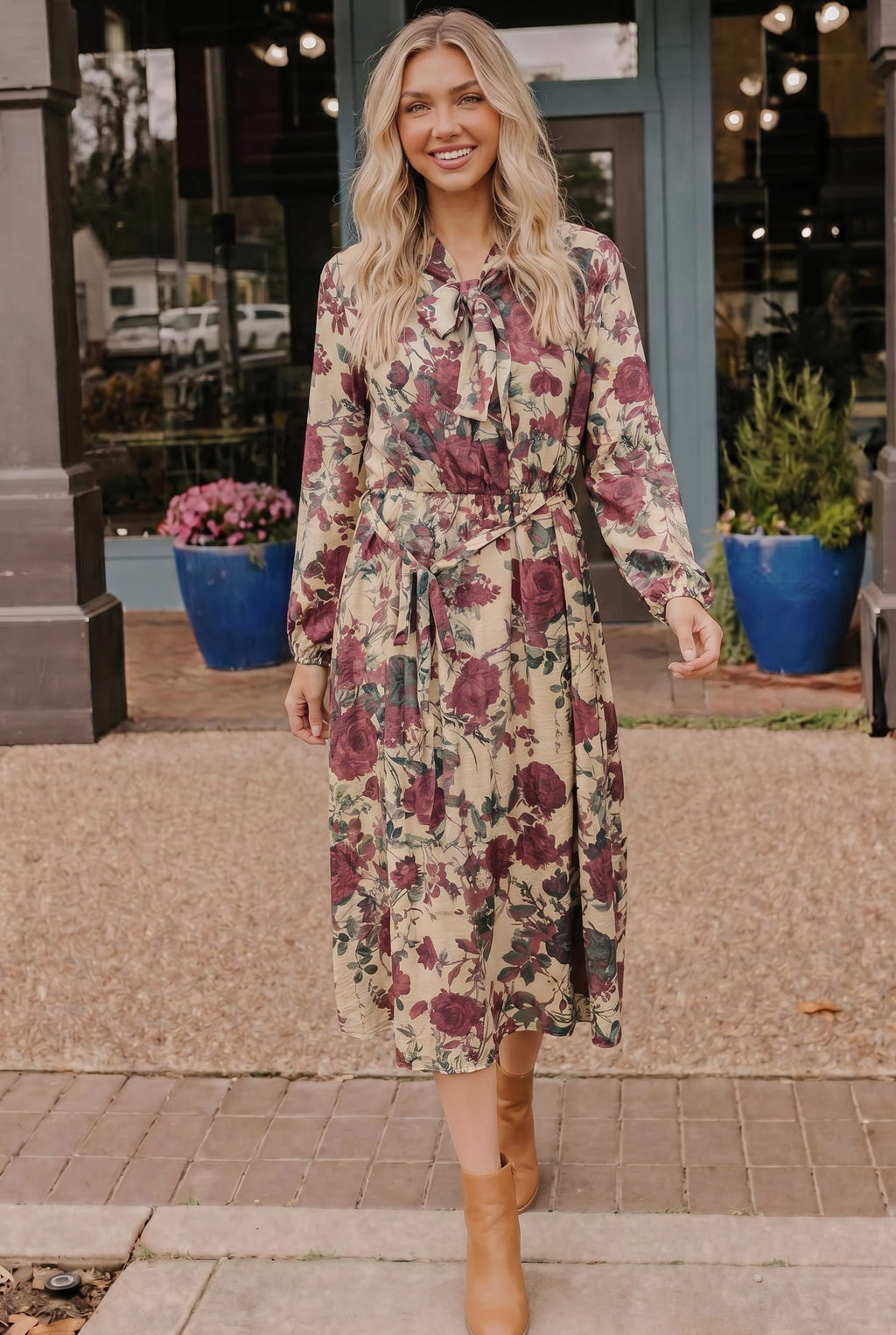 Vintage Rose Garden Floral Midi Dress - view 2