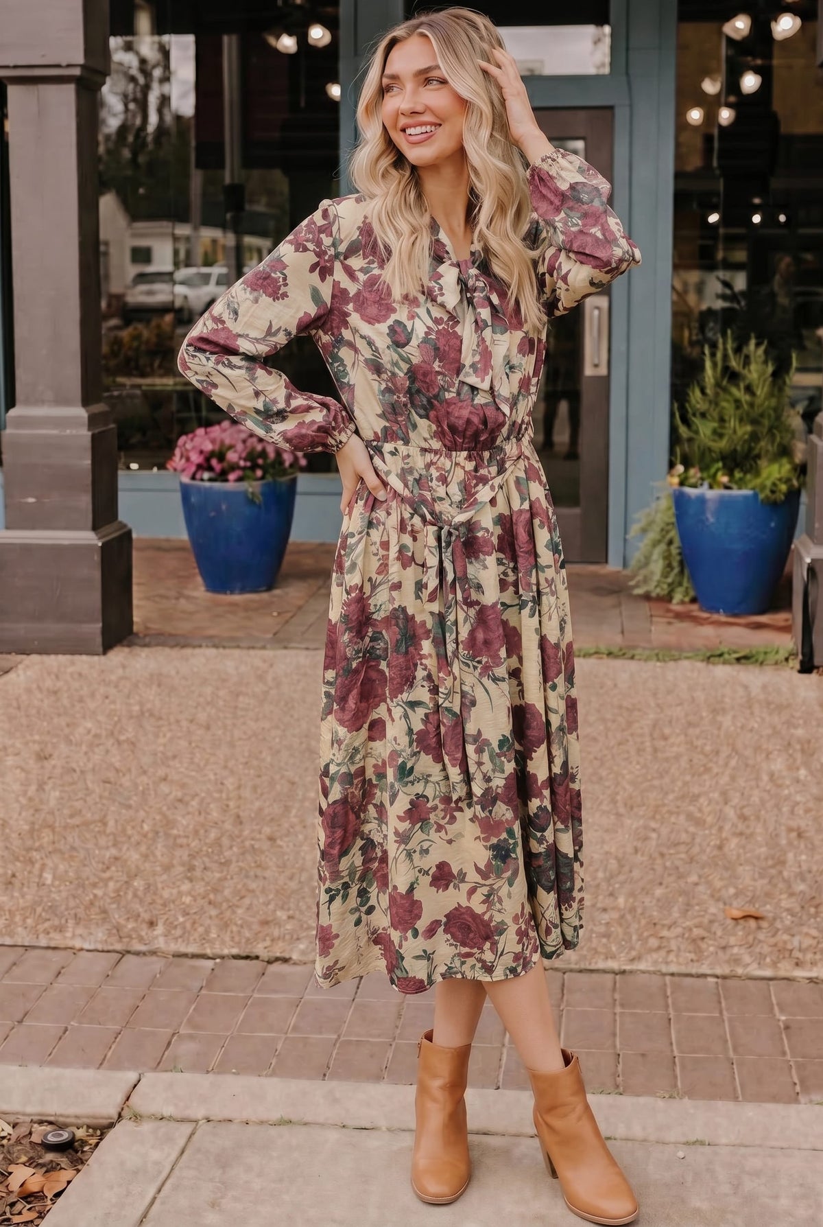 Vintage Rose Garden Floral Midi Dress - view 4
