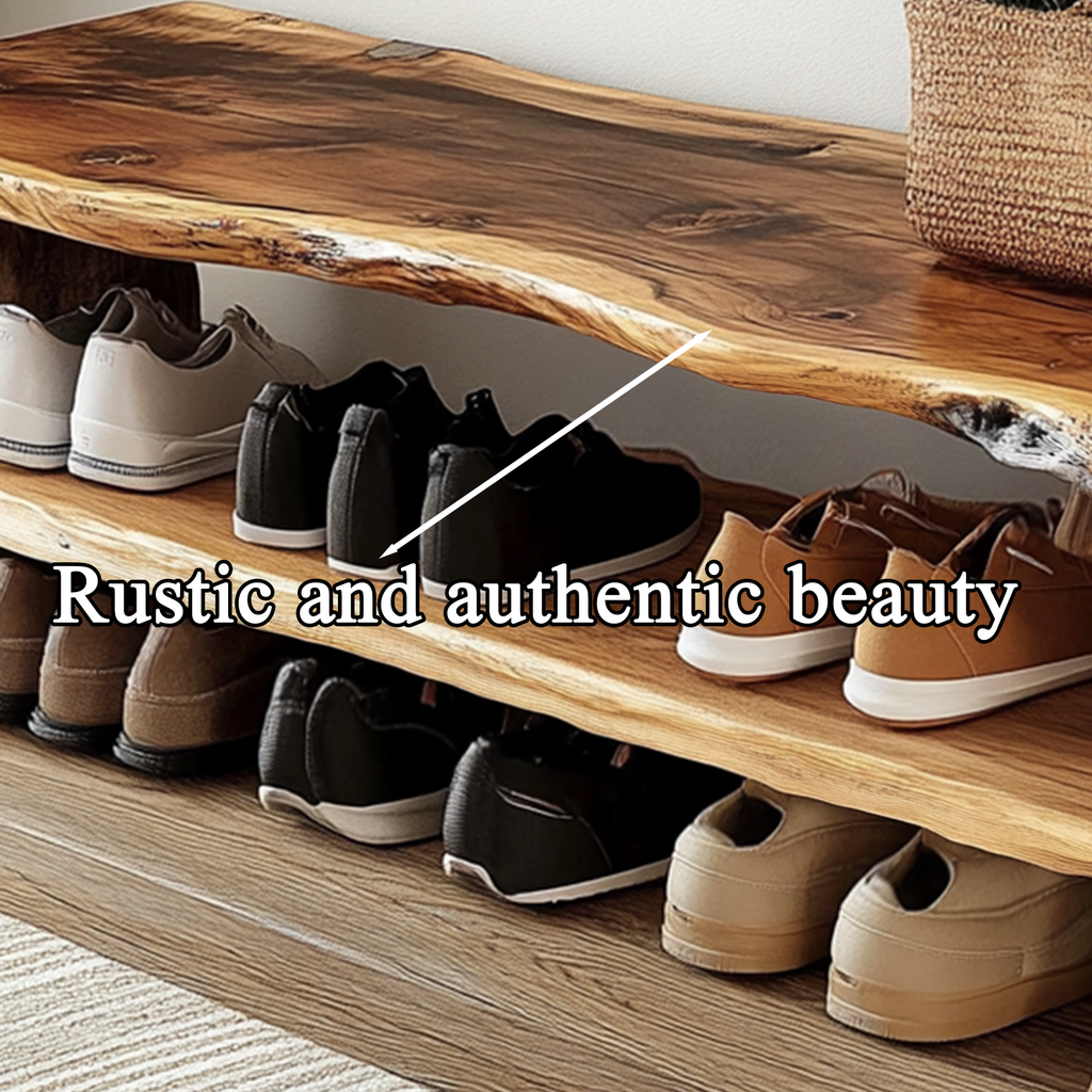 Farmhouse Entryway Bench Solid Wood Live Edge Shoe Bench