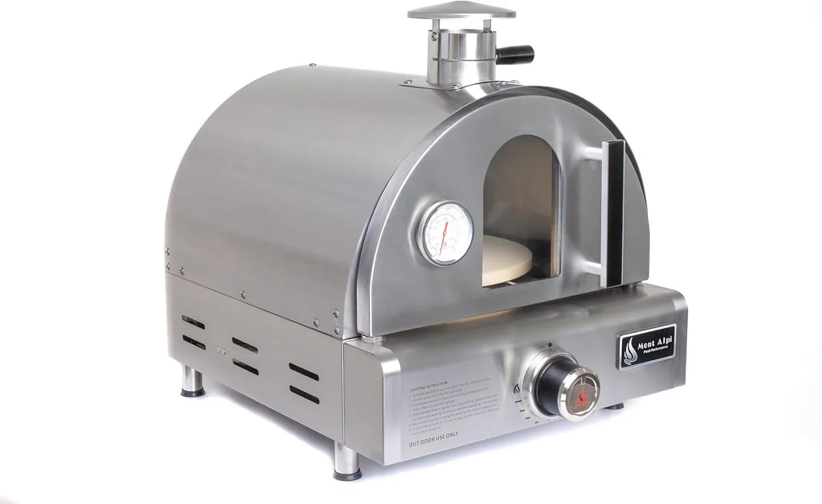 Mont Alpi Multi-Fuel Portable Countertop Pizza Oven, 12000 BTU, Stainless Steel, 19 in x 18.5 in x 17 in - MAPZ-SS