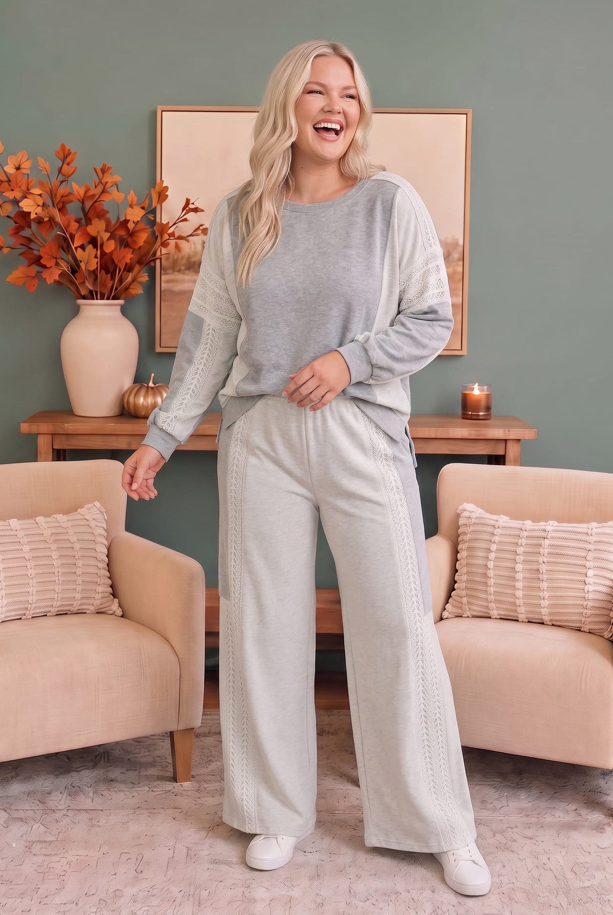 Lounging in Lace Grey Set - view 8