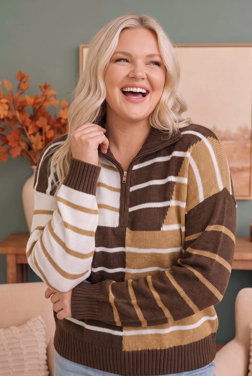 Prep School Chic Quarter Zip Sweater - view 4