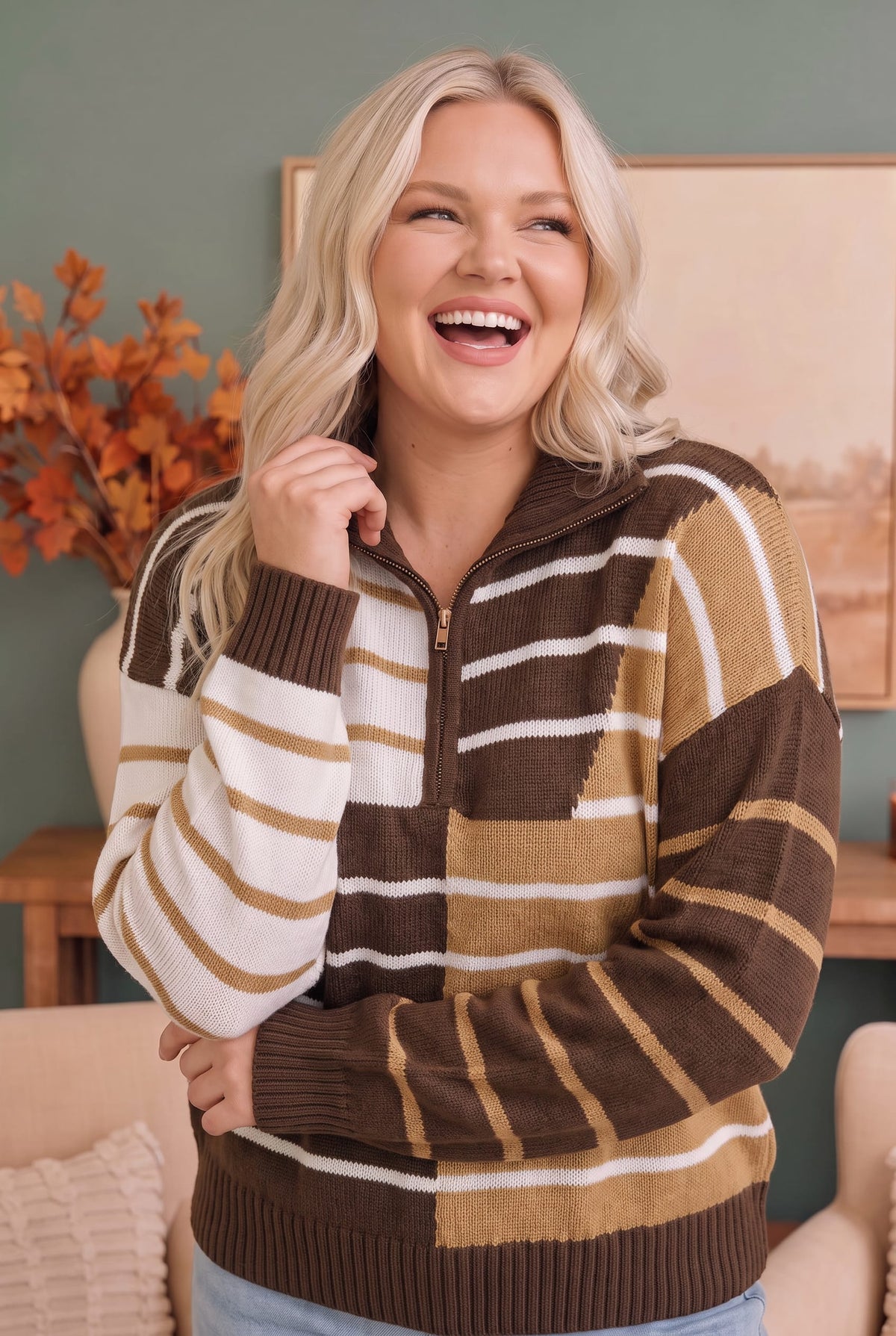 Prep School Chic Quarter Zip Sweater - view 4