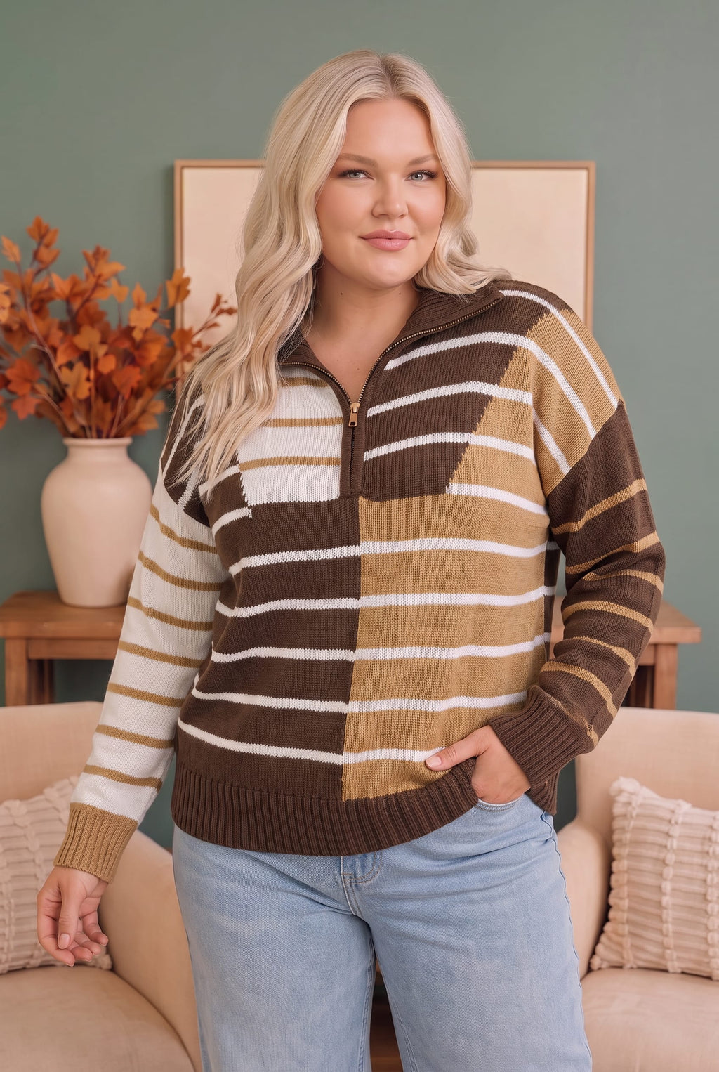 Prep School Chic Quarter Zip Sweater - view 5