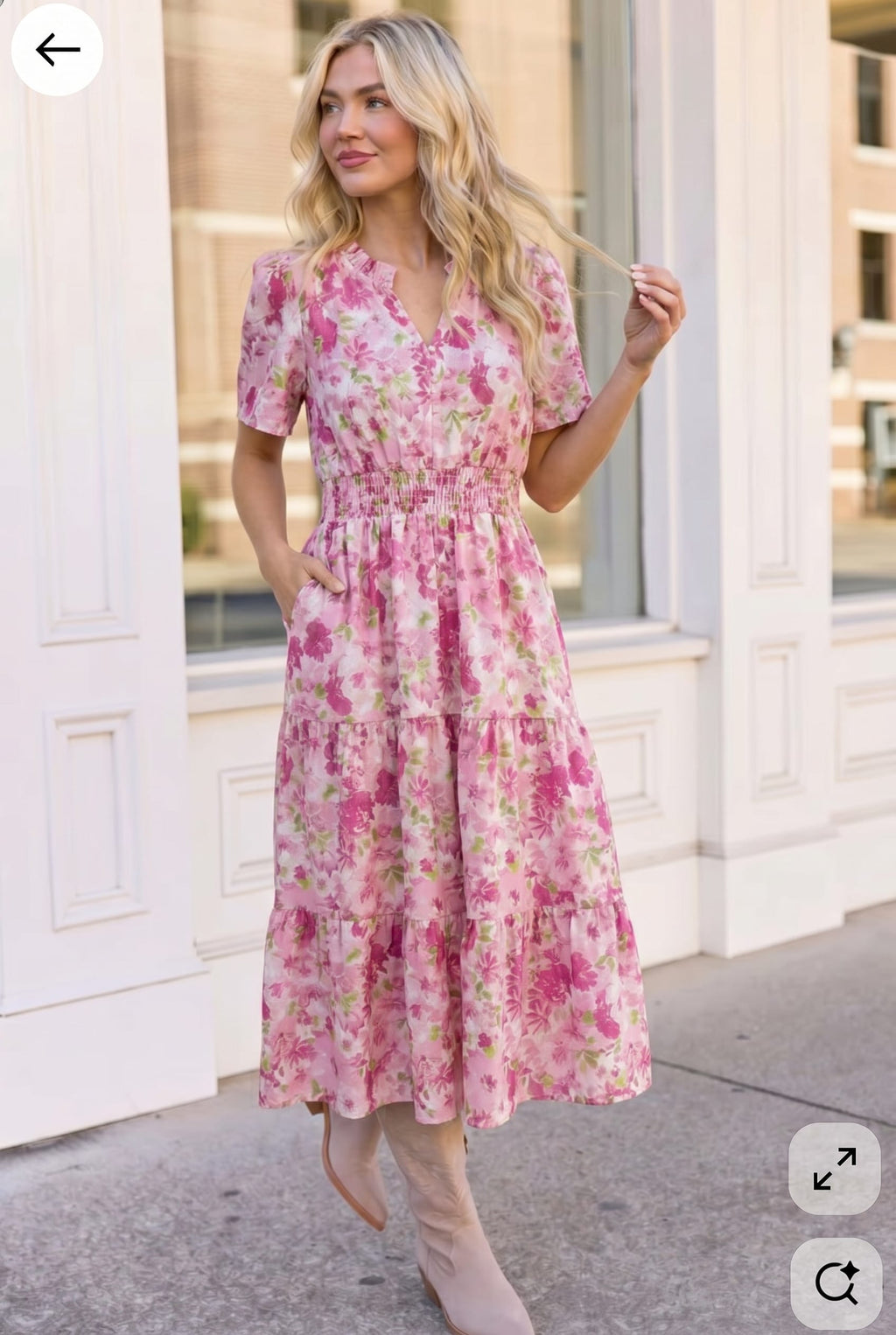 A Georgia Dream in Pink Floral Midi Dress - view 2