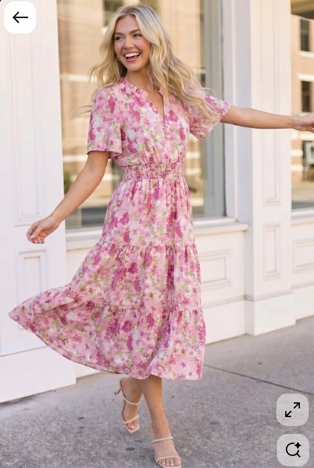 A Georgia Dream in Pink Floral Midi Dress - view 3