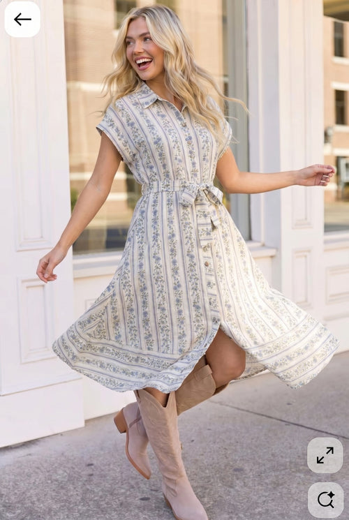 Tailored for Fun Floral Stripe Midi Dress - view 2