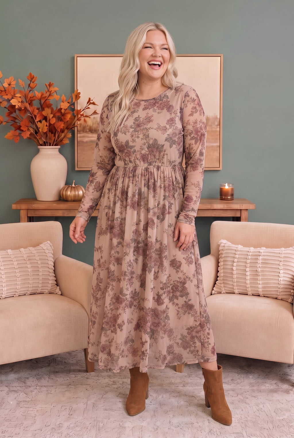 Rosewood Dreams Floral Mesh Midi Dress - view 2
