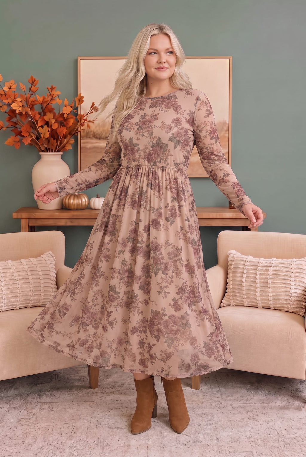 Rosewood Dreams Floral Mesh Midi Dress - view 3