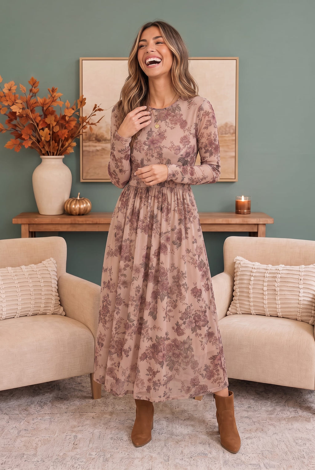 Rosewood Dreams Floral Mesh Midi Dress - view 4