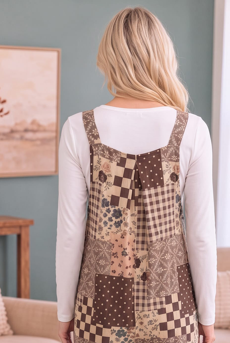 Cozy Patchwork Dreams Wide Leg Overall Set - view 3