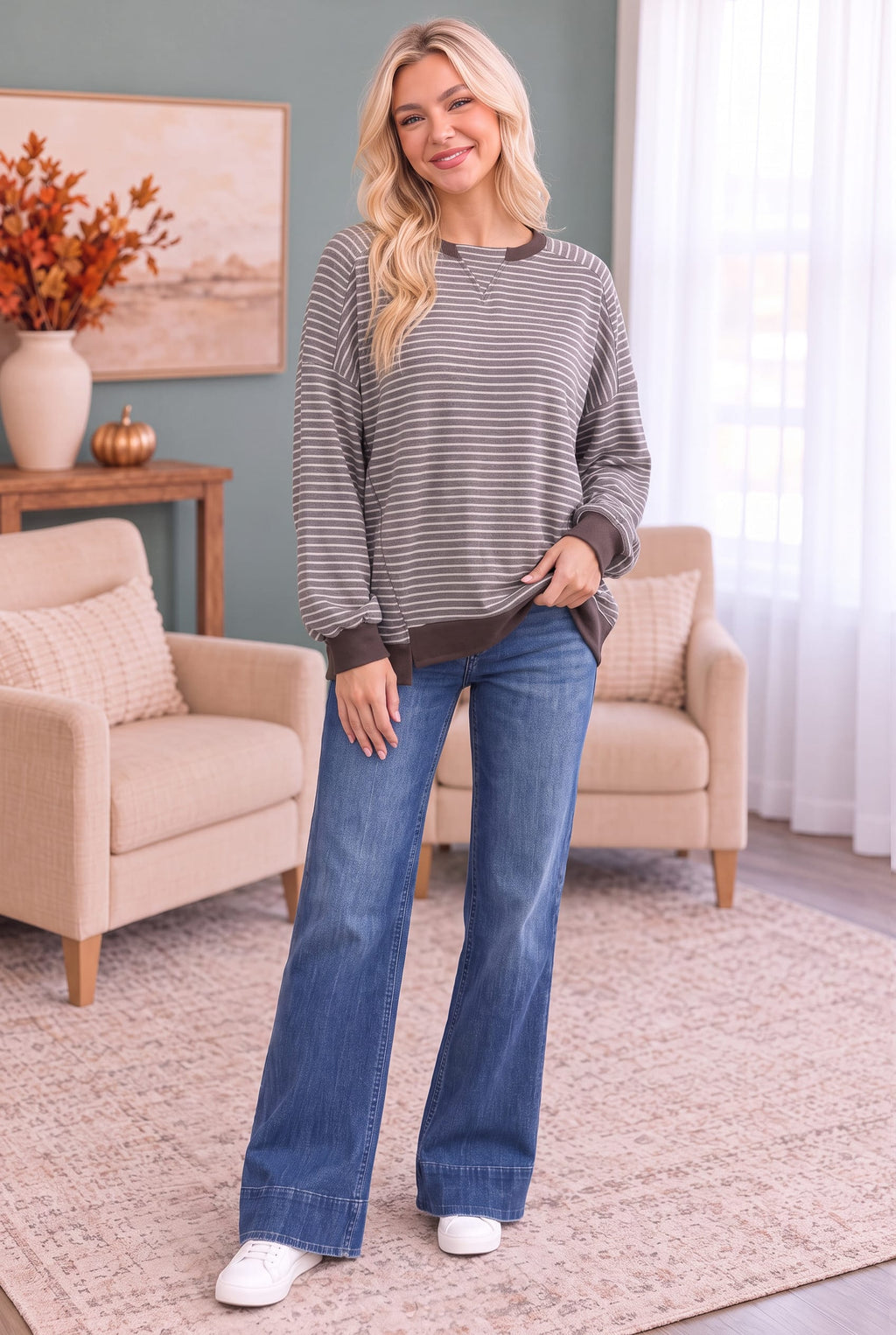 Crush on You Raglan Pullover in Mocha - view 3