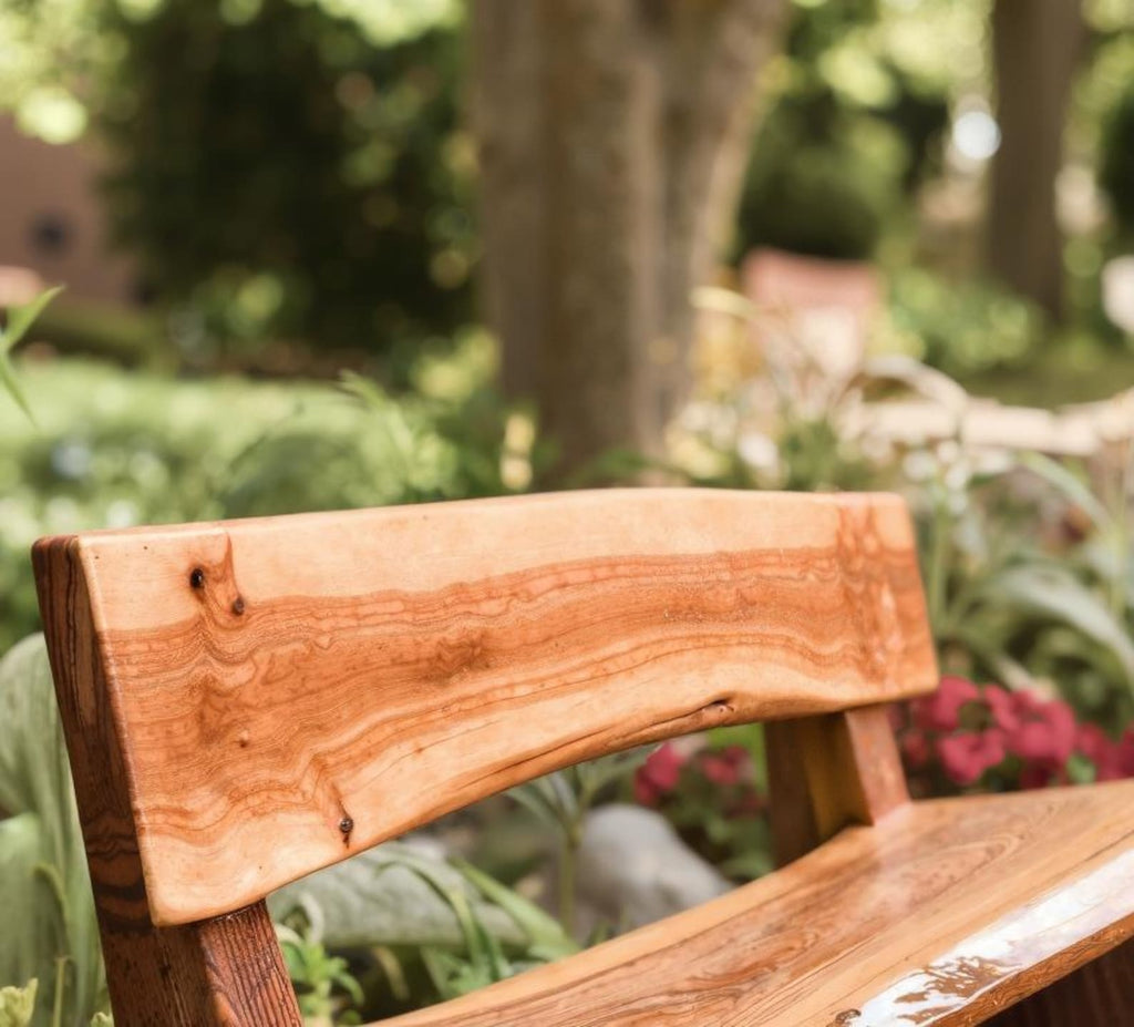 Rustic Live Edge Wood Bench with Backrest for Hallway or Garden