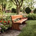 Rustic Live Edge Wood Bench with Backrest for Hallway or Garden