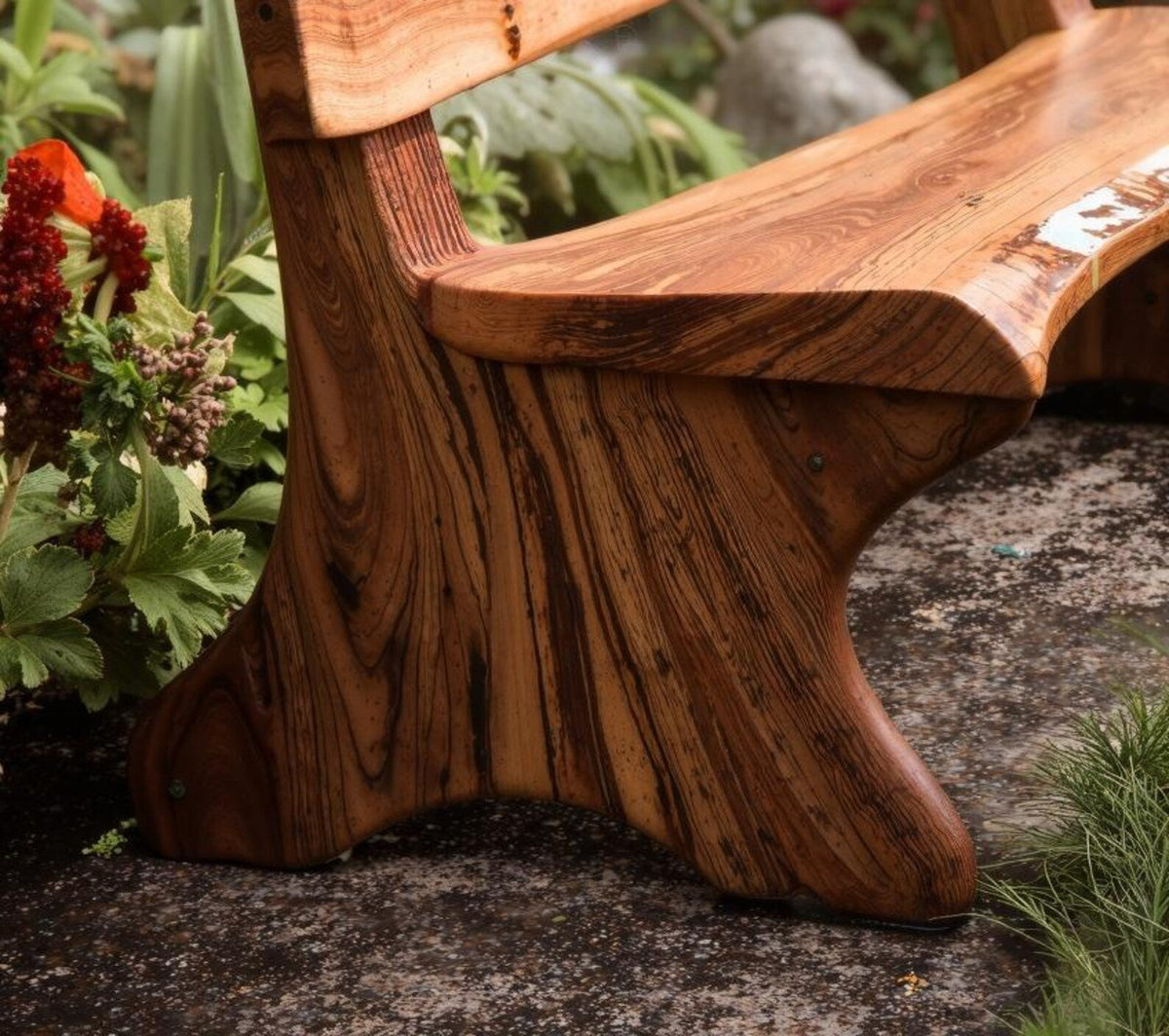Rustic Live Edge Wood Bench with Backrest for Hallway or Garden