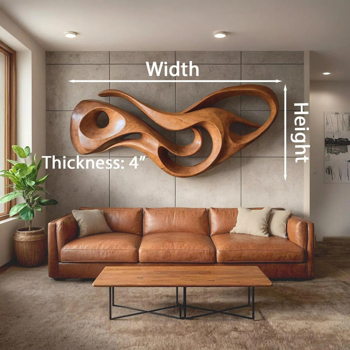 Abstract Wood Wall Art, Modern Sculptural Wall Decor for Living Room