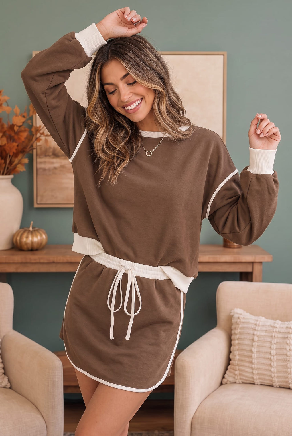 Coffee Run Mocha Sweatshirt and Mini Skirt Set - view 4