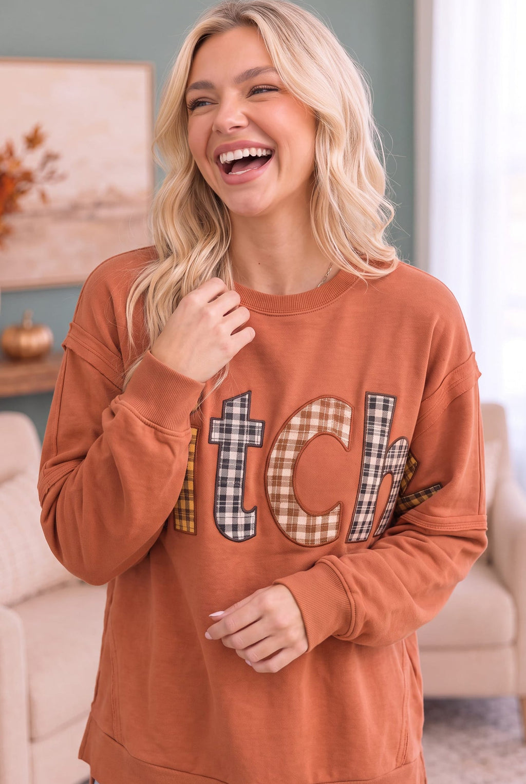 Witchy Plaid Patch Sweatshirt - view 2