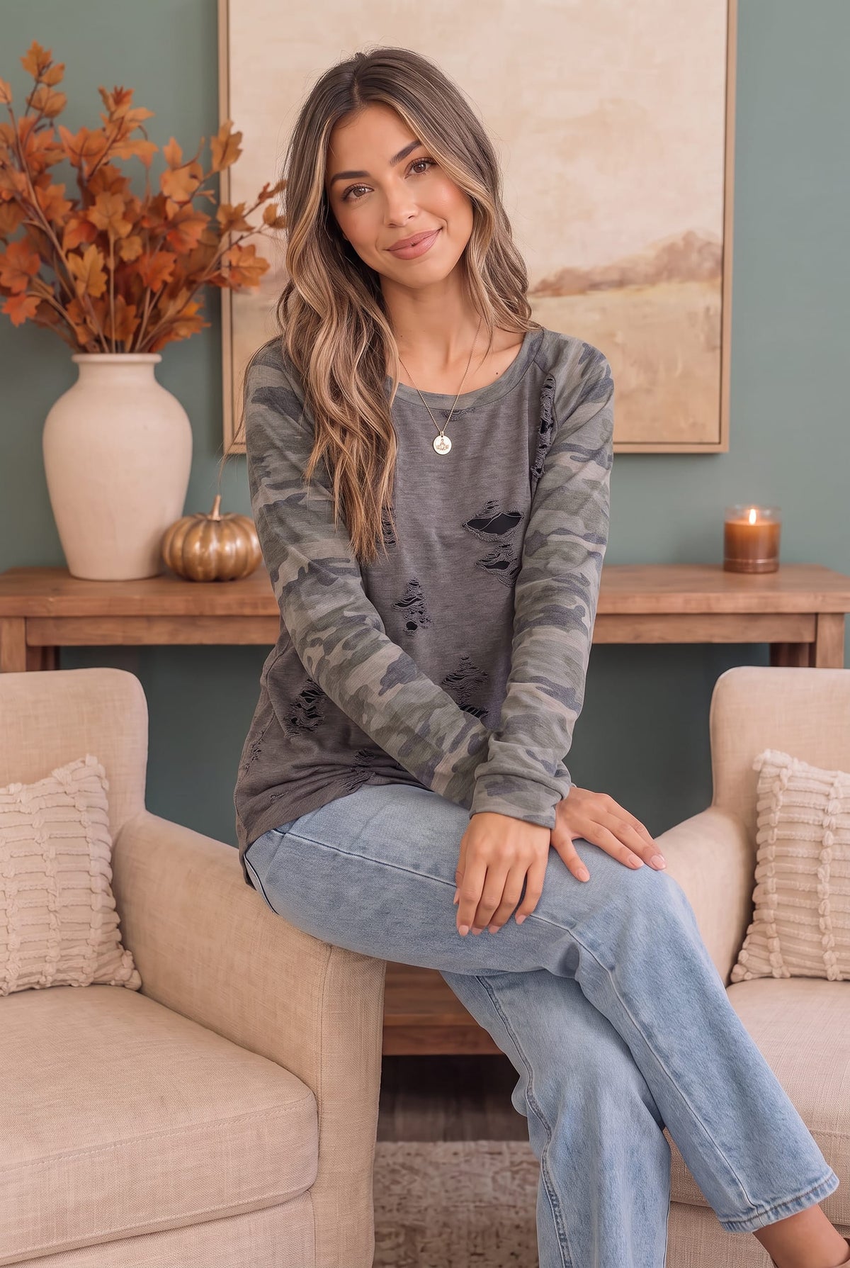One Tough Cookie Distressed Raglan Top - view 2