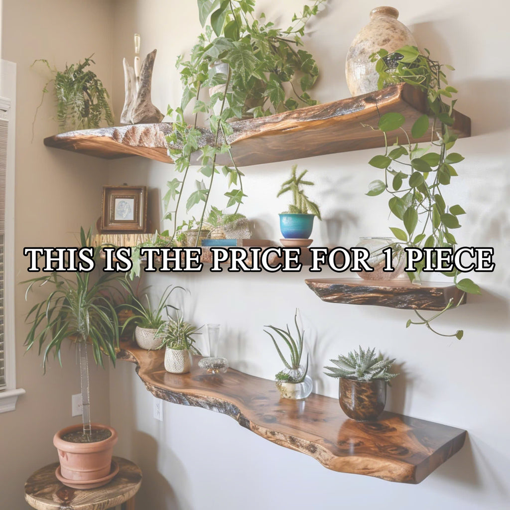 Live Edge Floating Shelf, Natural Solid Wood Wall Shelf for Any Room