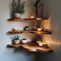 Custom Corner Floating Shelf, Solid Wood Book and Display Shelf