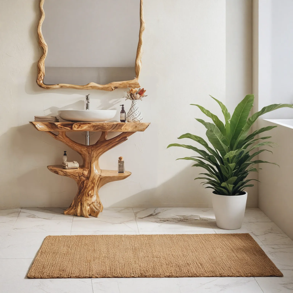 Reclaimed Wood Bathroom Vanity, Farmhouse Live Edge Sink Shelf