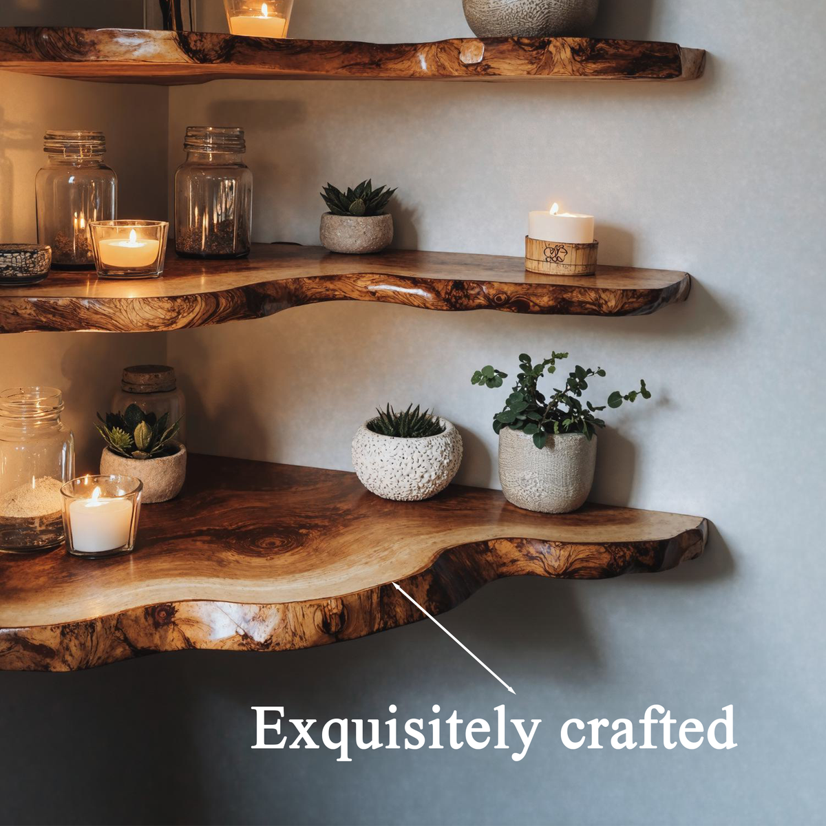 Custom Corner Floating Shelf, Solid Wood Book and Display Shelf