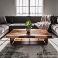 Wave Coffee Table, Mid Century Solid Monkeypod Wood Sculptural Table