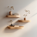 Mid Century Floating Shelf, Solid Wood Wall Shelf with Branch Support