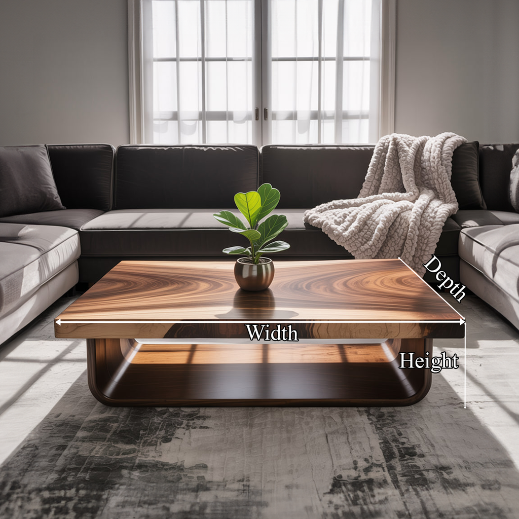Wave Coffee Table, Mid Century Solid Monkeypod Wood Sculptural Table