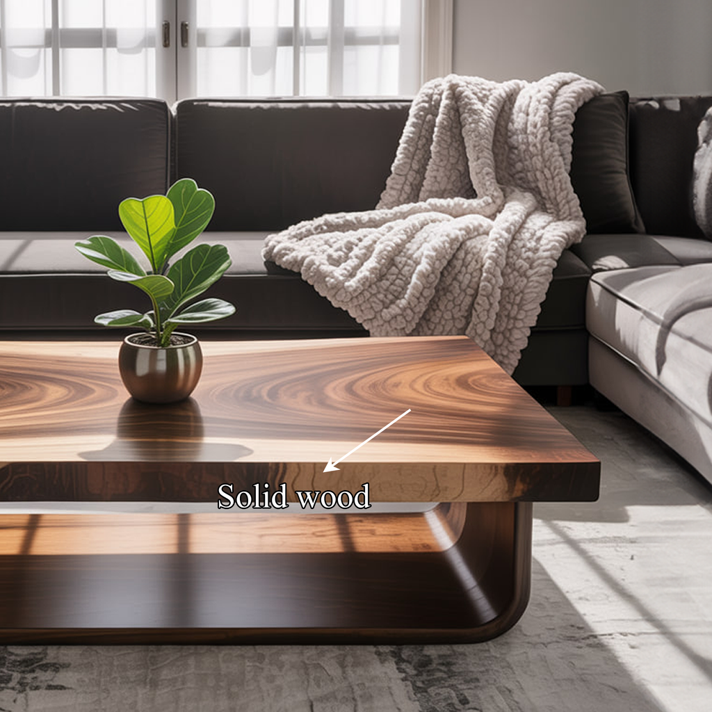 Wave Coffee Table, Mid Century Solid Monkeypod Wood Sculptural Table