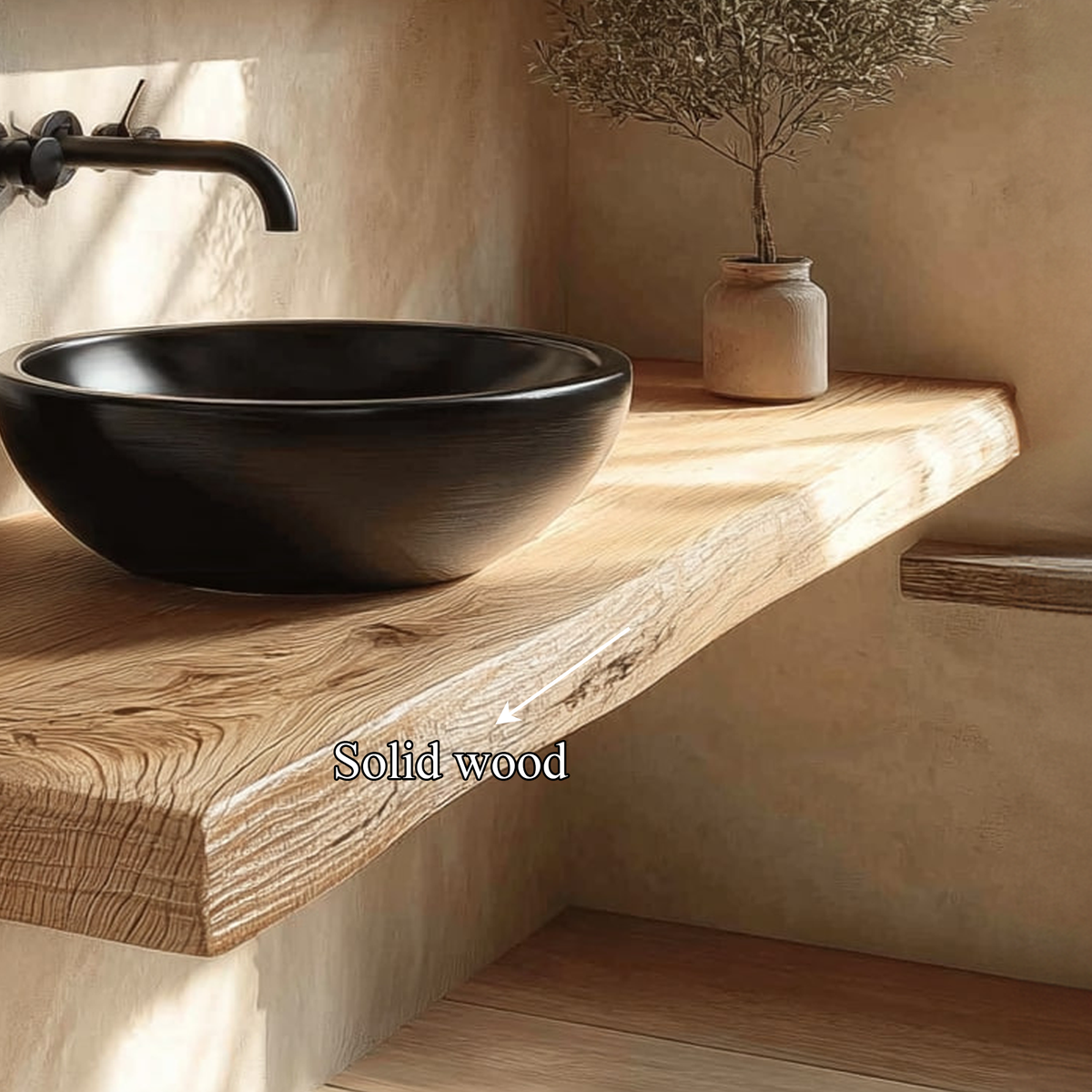 Natural Edge Floating Vanity, Rustic Reclaimed Wood Washroom Shelf