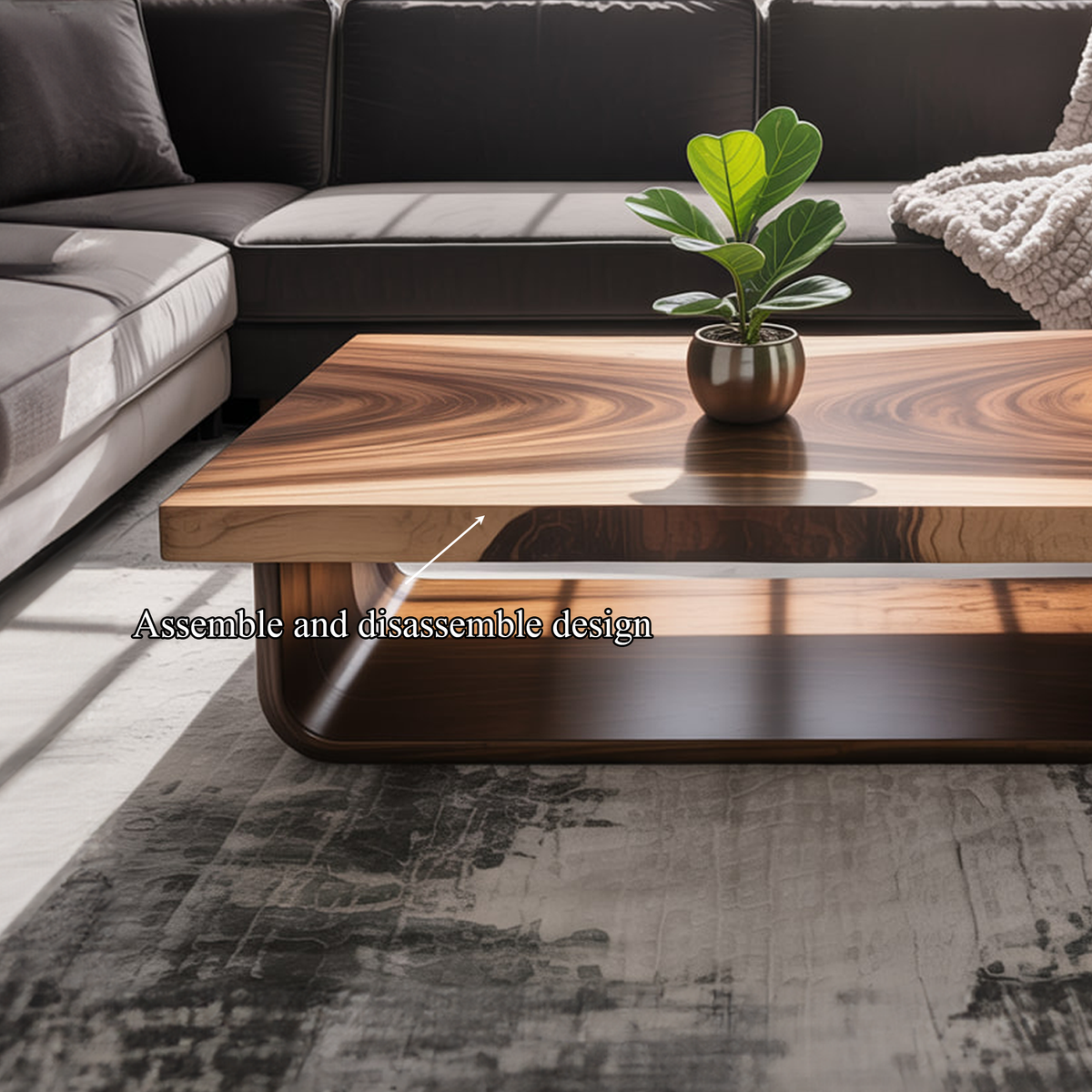 Wave Coffee Table, Mid Century Solid Monkeypod Wood Sculptural Table