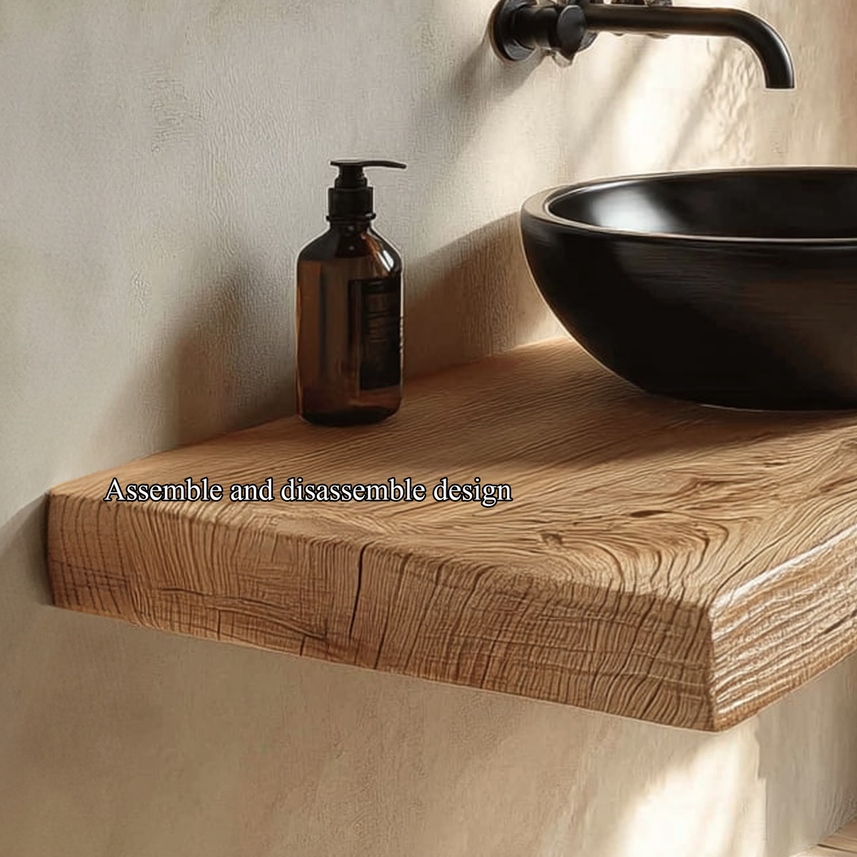 Natural Edge Floating Vanity, Rustic Reclaimed Wood Washroom Shelf