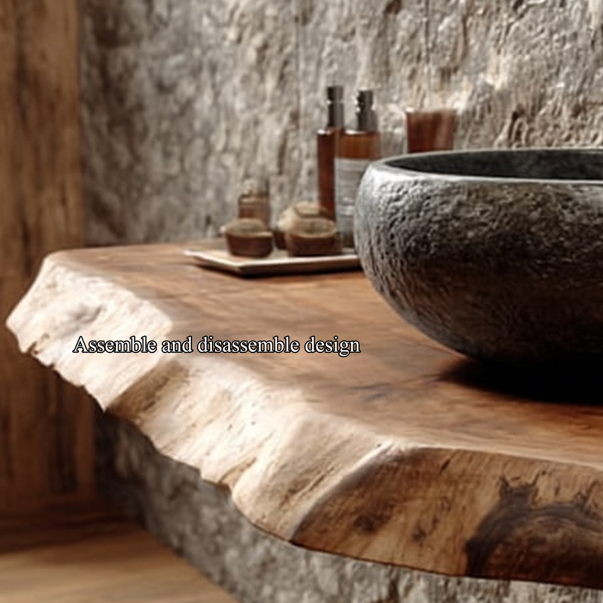 Live Edge Powder Room Vanity Shelf Reclaimed Wood Floating Counter
