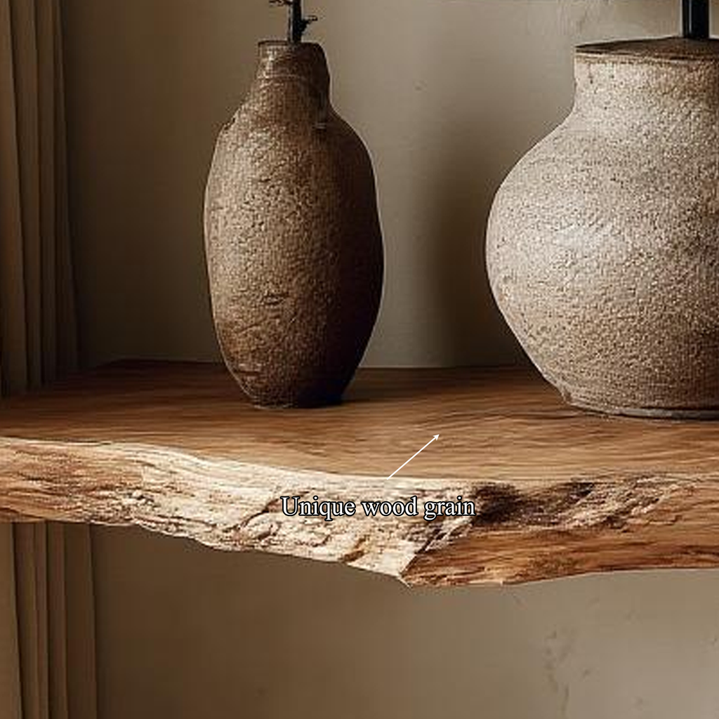Floating Nightstand, Rustic Live Edge Tamarind Wood Bedside Shelf