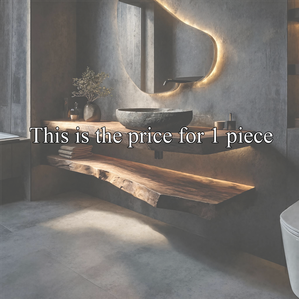 Live Edge Bathroom Vanity, Rustic Solid Wood Basin Stand with Shelf