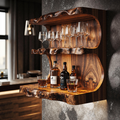 Wine Bar Shelf, Vintage Reclaimed Wood Wall Mounted Liquor Display