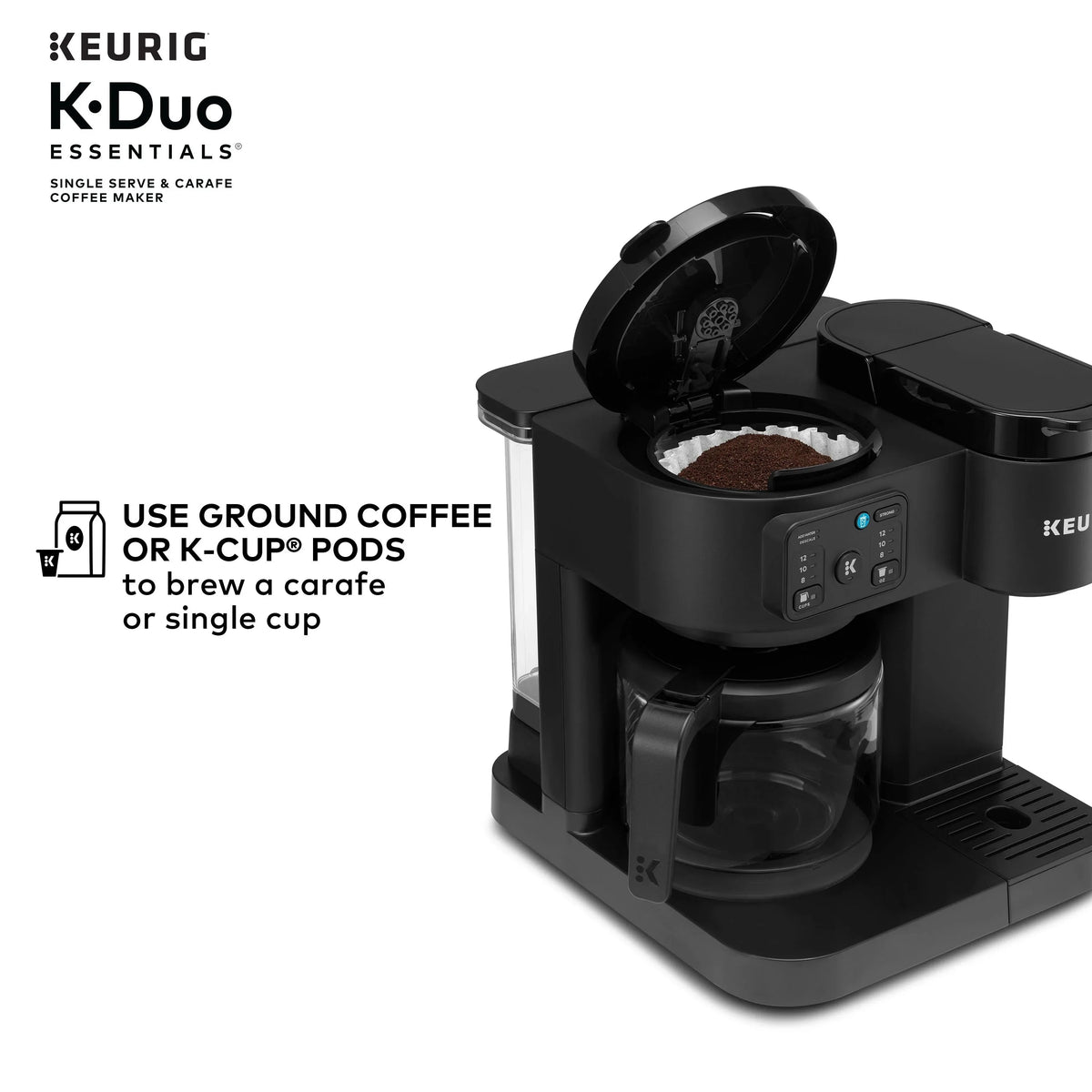 Keurig K-Duo Essentials Hot & Iced K-Cup Pod Coffee Maker & Carafe, 72 oz, Moonlight Grey