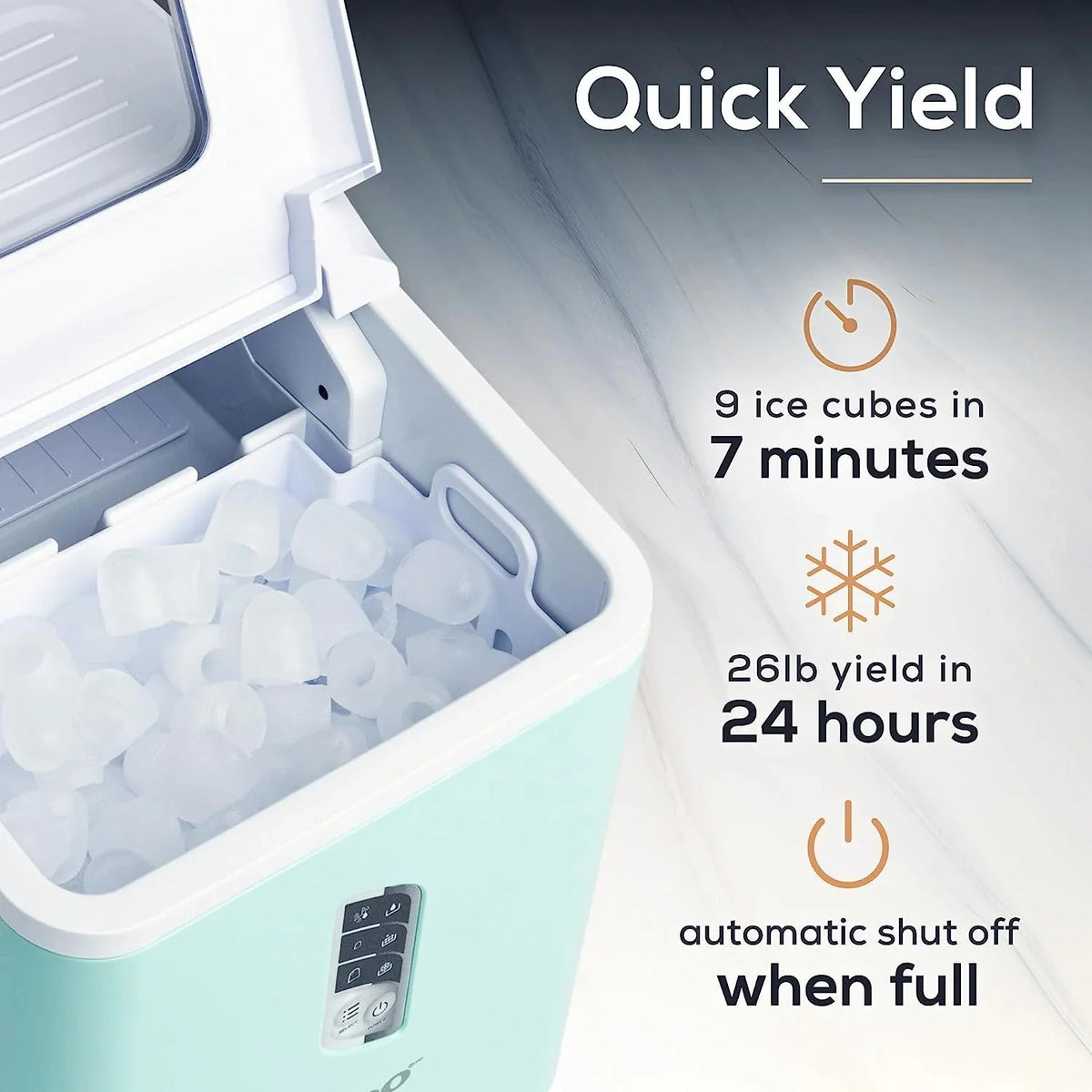 Igloo Self-Cleaning Countertop Ice Maker, 1.5 qt, 26 lbs/24 Hours, Aqua
