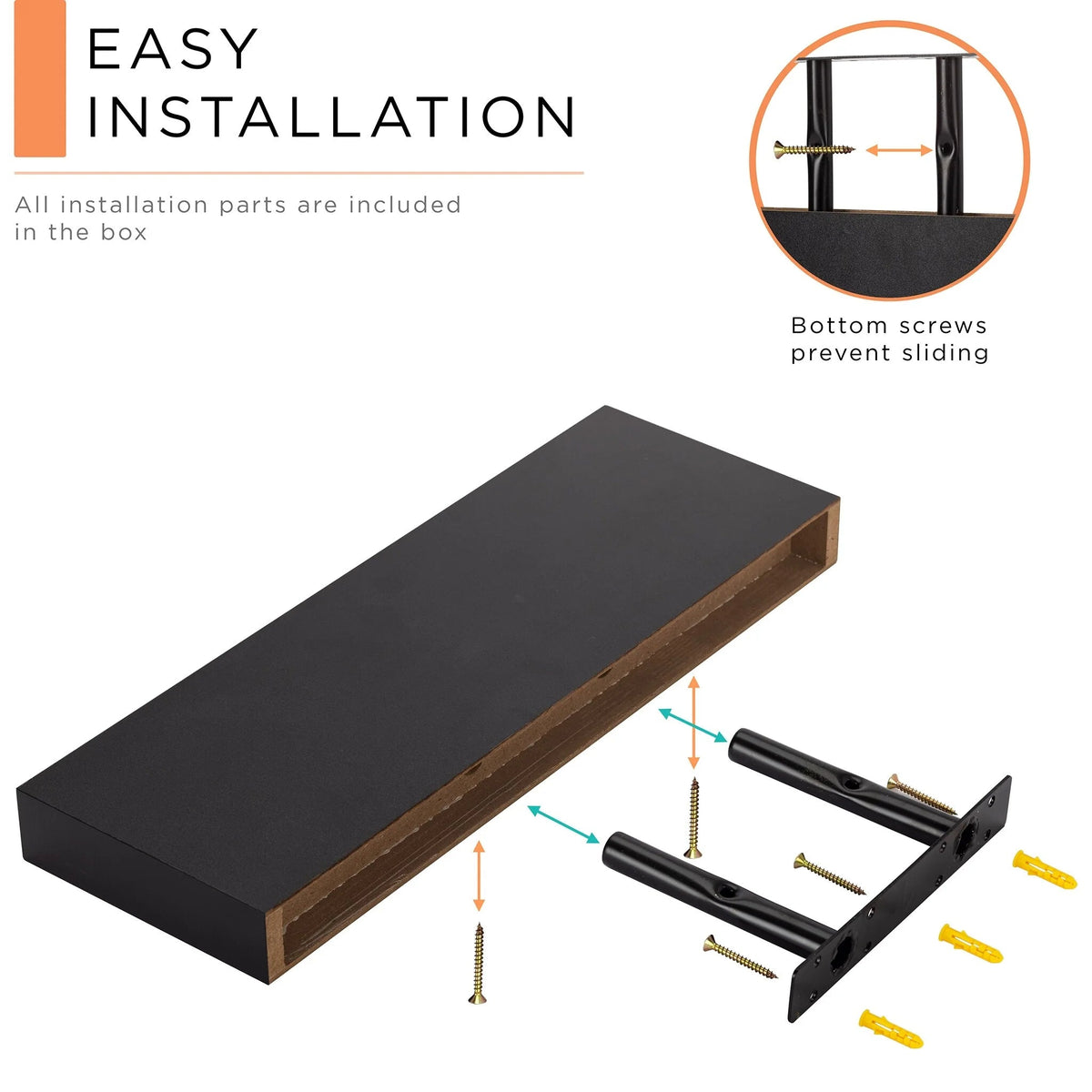 16 Inch Floating Wall Shelves, 3 Pack