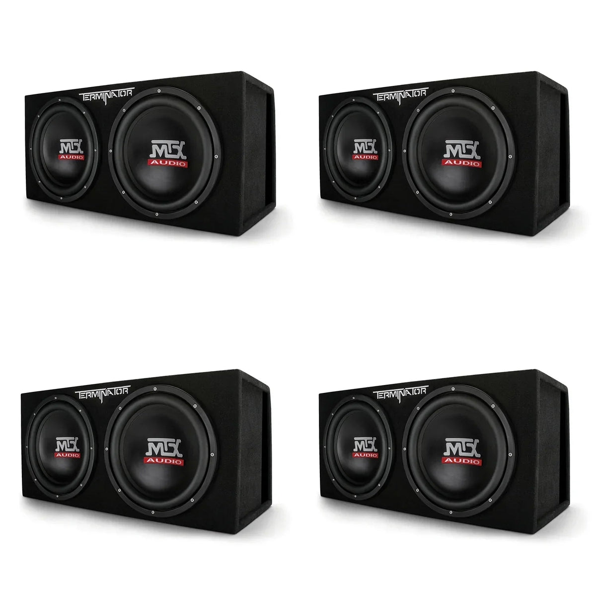 MTX Dual Loaded Subwoofer Enclosures, 12 Inch, 2000 Watt Max, 4 Pack - TNE212DV