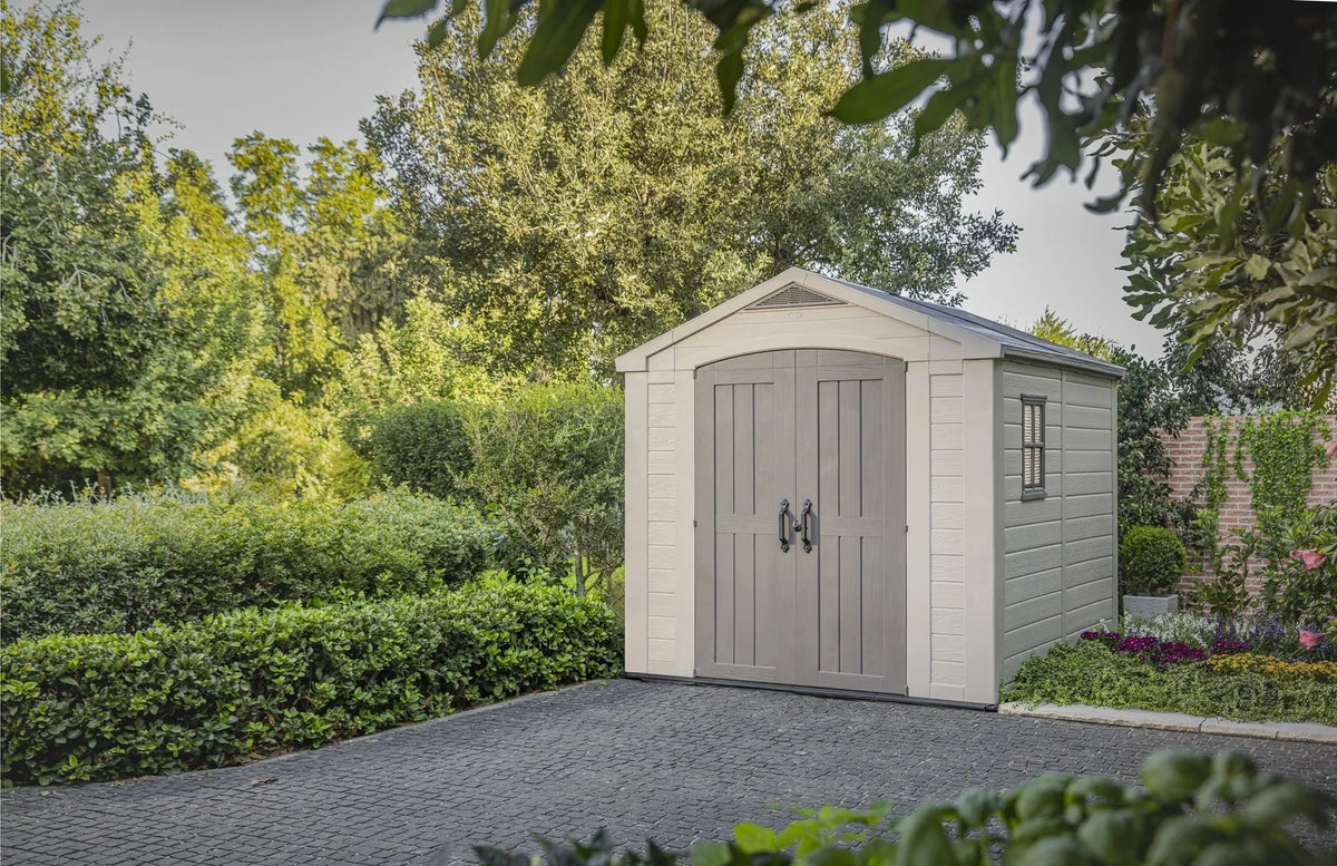 Keter Resin Outdoor Storage Shed, 8 x 11 Foot, 550 Cu. Ft., Taupe