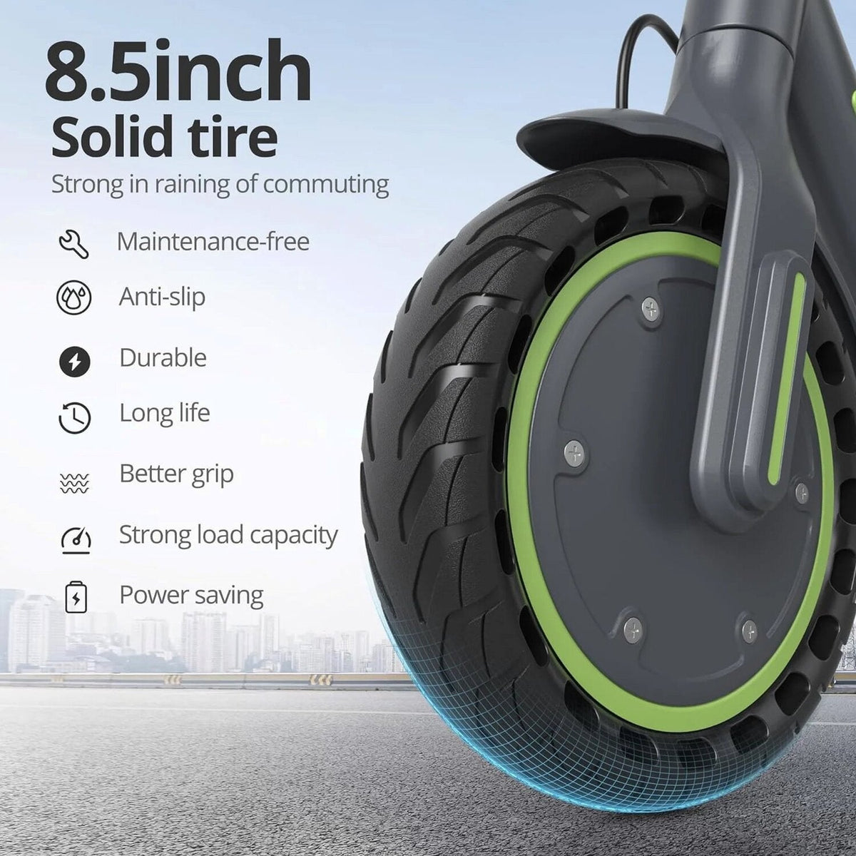 Roinside Electric Scooter, 8.5 in Solid Tires, 350W Motor, Up To 19 MPH, 21-23 Miles - UP12 Plus