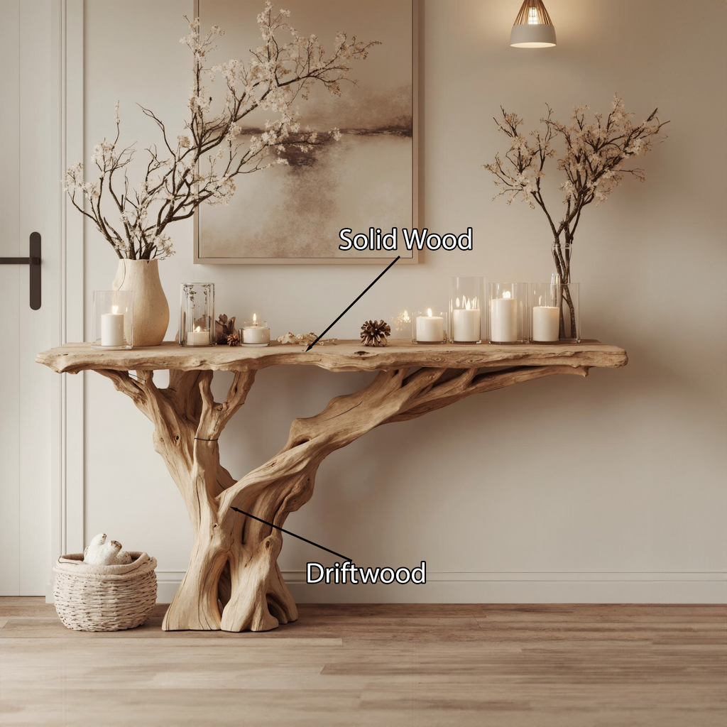 Narrow Live Edge Console Table, Rustic Modern Floating Entry Table