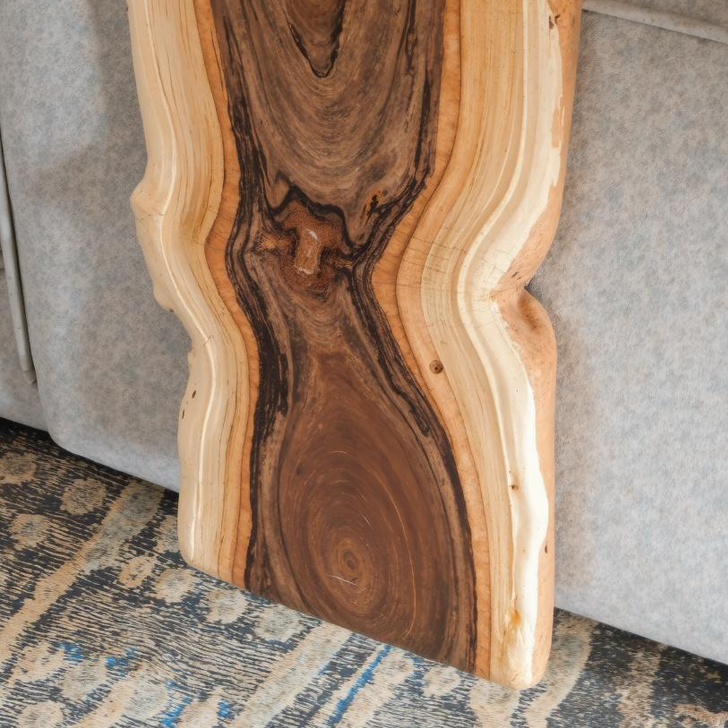Sofa Armrest Table, Waterfall Wood Tray Custom Fit to Your Couch