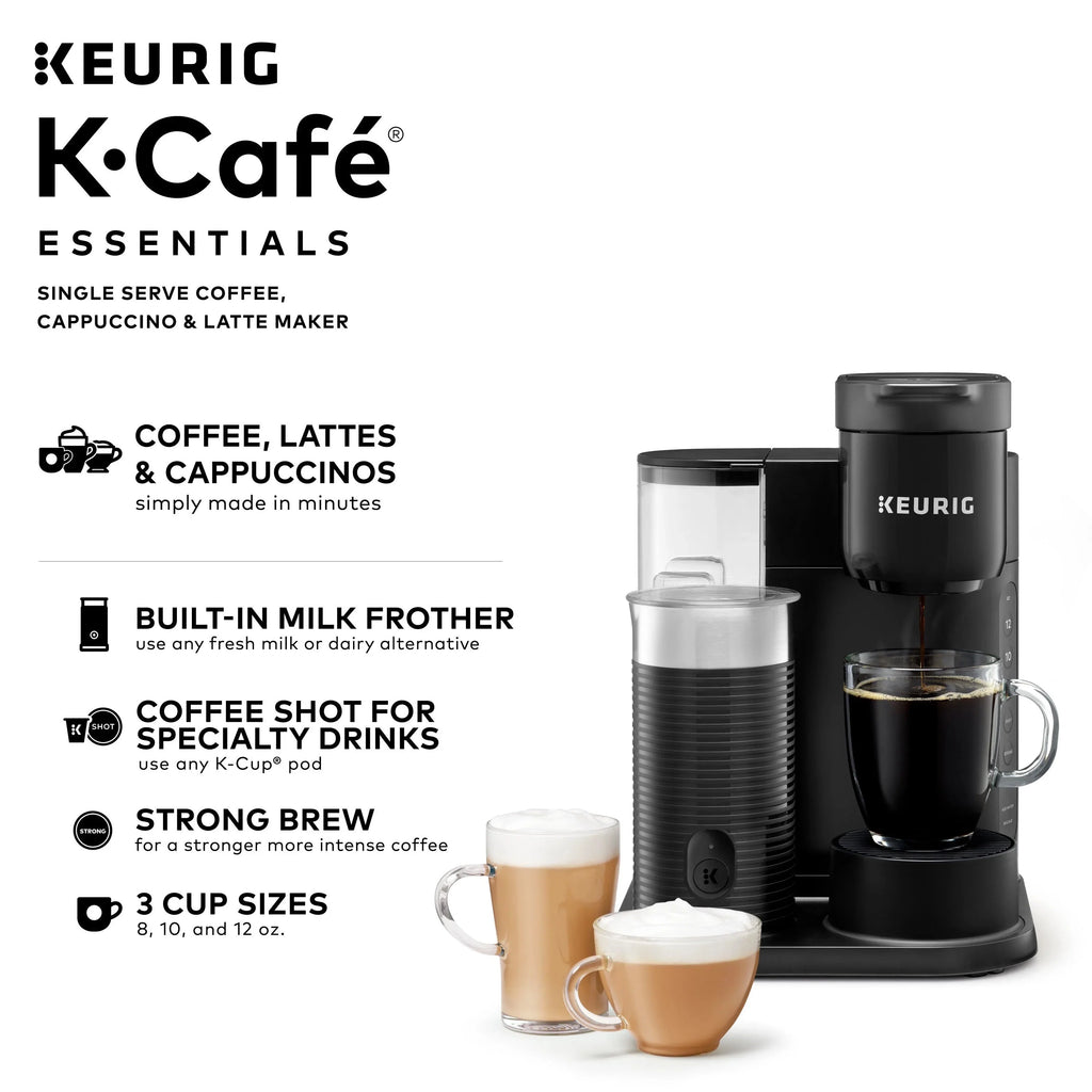 Keurig K-Cafe Essentials Single Serve K-Cup Pod Coffee Maker With Milk Frother, Black