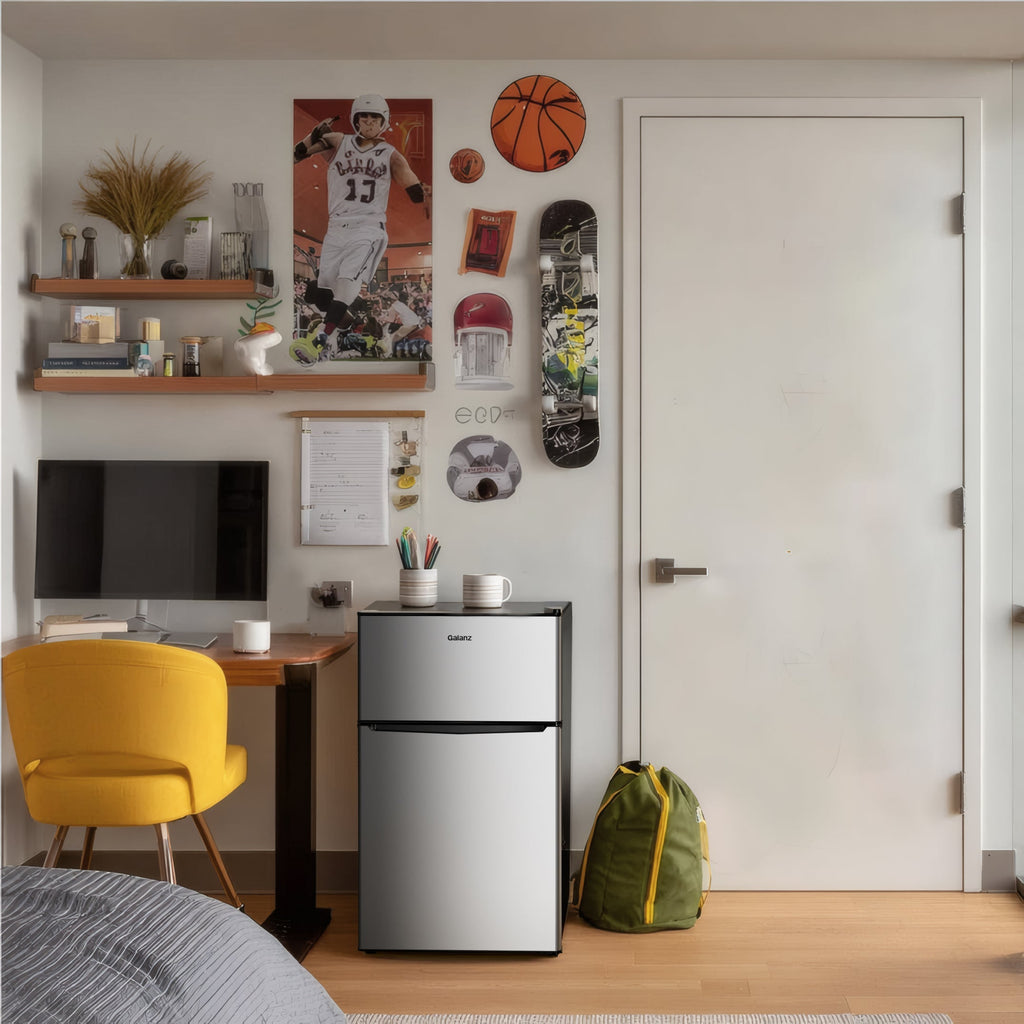 Galanz Two Door Mini Fridge, 3.1 Cu Ft, Black
