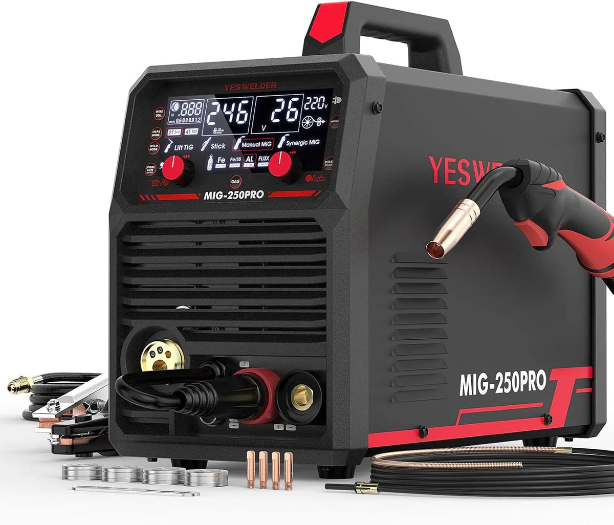 YESWELDER Flux Core MIG/Lift TIG/Stick Welder, 135 Amp, 110V - FLUX-135PRO